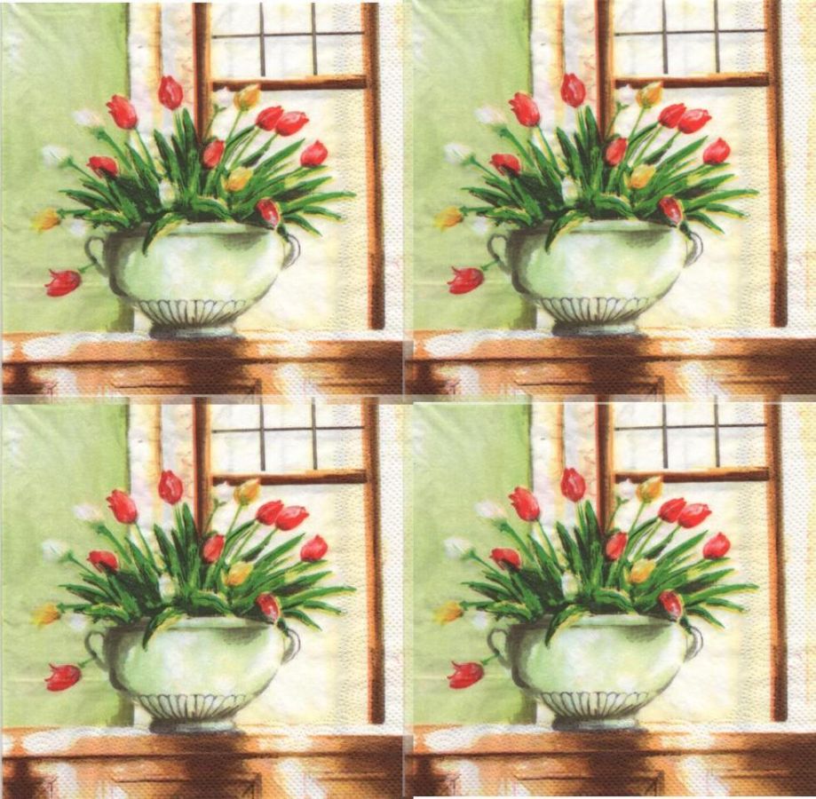 Serviette papier tulipe rouge 33 cm X 33 cm 3 plis