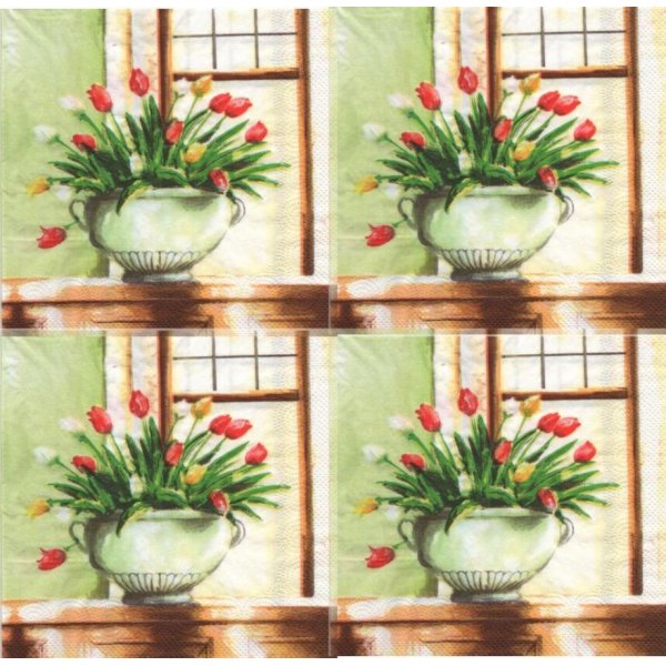 Serviette papier tulipe rouge 33 cm X 33 cm 3 plis