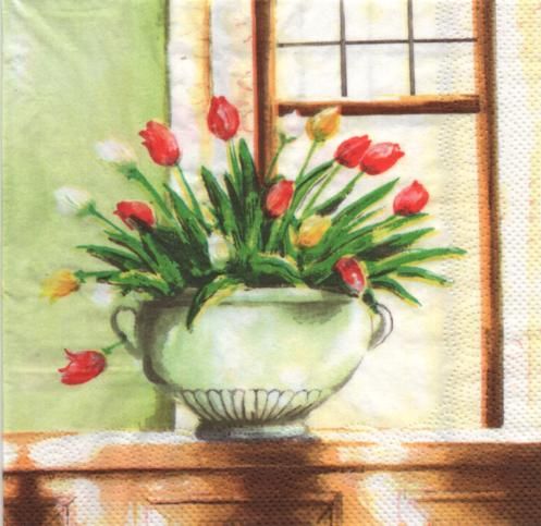 Serviette papier tulipe rouge 33 cm X 33 cm 3 plis