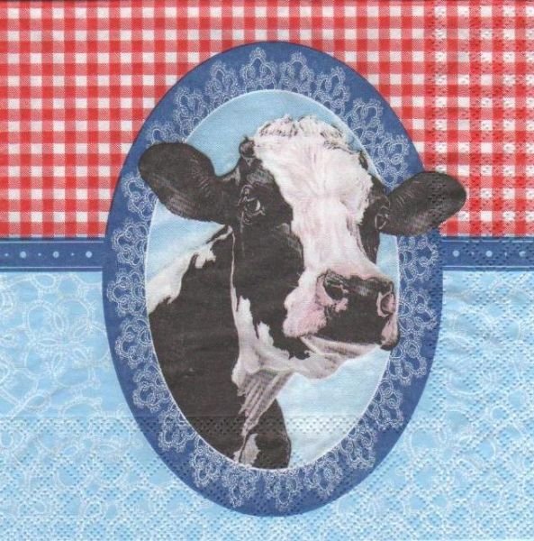 Serviette papier vache et cadre 33 cm X 33 cm 3 plis