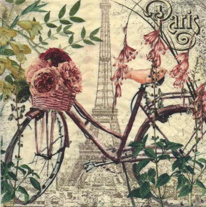 Serviette papier vélo et Paris 33 cm X 33 cm 3 plis