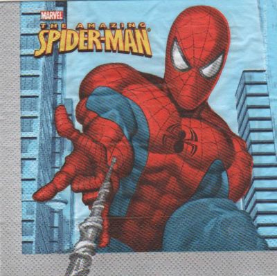 Serviette Spiderman de 33 cm X 33 cm 2 plis