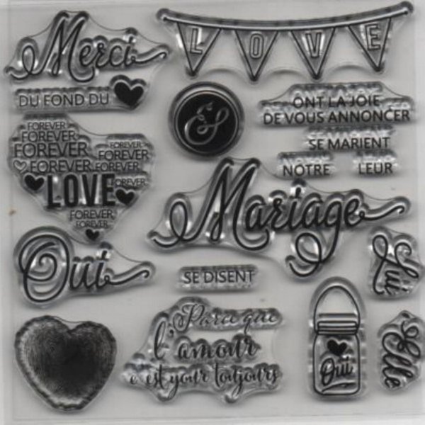 Set tampons transparents motif mariage
