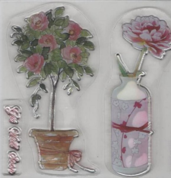 Tampons fleur en pot transparent