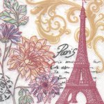 Serviette papier Paris en fleurs 33 cm X 33 cm 3 plis