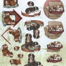 Feuille 3D 2 petits chiots