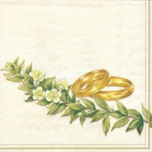 Serviette papier motif mariage 2 alliances et fleurs