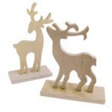 Cerfs en bois de Noël lot de 2 - 130 mm et 150 mm
