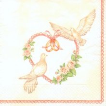 Serviette papier motif mariage + 2 colombes