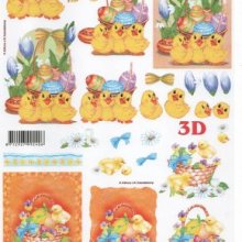 Feuille 3D 3 poussins Pâques 