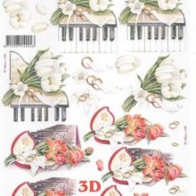 Feuille 3D fleurs et piano