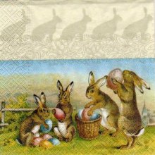 Serviette papier 4 lapins de Paques 33 cm x 33 cm