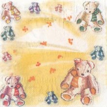 Serviette papier 4 oursons peluche  33 cm X 33 cm 3 plis
