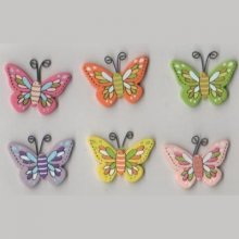 Papillons bois multicolores 30 mm lot de 6