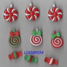 Lot de 9 boutons bonbons résine plastique de 20 mm pour la couture