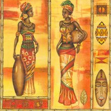 Serviette papier Afrique et femme Africaine 33 cm X 33 cm 3 plis