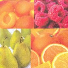 Serviette papier motif fruits et agrume 33 cm X 33 cm 3 plis