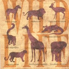 Serviette papier animaux d' Afrique  33 cm X 33 cm 3 plis