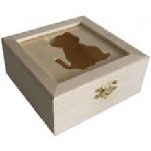 Boite bois carré 120mmx120x53mm découpe chat