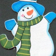 Bonhomme de neige en bois avec chapeau