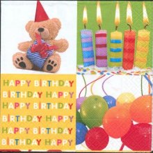 Serviette papier motif anniversaire et bougie