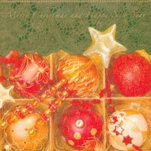 Serviette papier Boules Noël et étoile 33 cm X 33 cm 3 plis