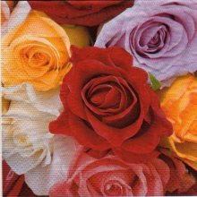 Serviette bouquet de roses rouges 33 cm X 33 cm 3 plis