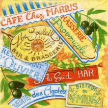 Serviette papier Café chez Marius de 33 cm X 33 cm 