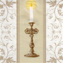 Serviette papier communion + calice + cierge  33 cm x 33 cm 