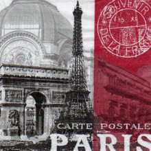 Serviette papier Paris carte postale 33 cm X 33 cm 3 plis