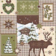 Serviette papier cerf et sapin 33 cm X 33 cm 3 plis