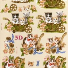 Feuilles à découper 3D chats et fleurs