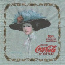 Serviette papier Coca Cola et la dame
