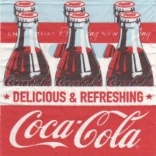 Serviette papier Coca Cola et bouteille 33 cm x 33 cm 3 plis