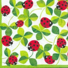 Serviette papier coccinelle et feuilles 33 cm X 33 cm 3 plis