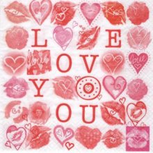 Serviette papier coeur I Love you 33 cm X 33 cm 2 plis