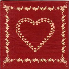 Serviette papier coeur et pommes 33 cm X 33 cm 3 plis