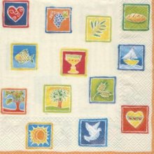 Serviette papier communion + colombe et pain 33 cm x 33 cm 