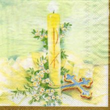 Serviette papier communion + livre et cierge 33 cm x 33 cm 