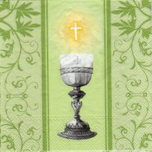 Serviette papier communion et cierge 33 cm x 33 cm 