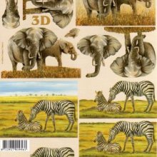 Feuilles à découper 3D Eléphants et zébres