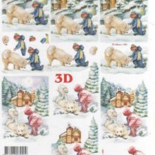 Feuilles 3D enfant et chien 