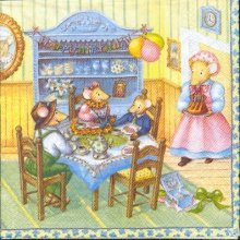 Serviette papier  motif famille souris 33 cm X 33 cm 3 plis