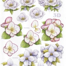 Feuille 3D fleurs blanche et violette pour découpage