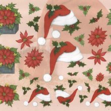 Feuilles 3D fleurs de Noël et bonnet de lutins