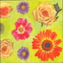 Serviette papier motif fleurs divers 33 cm X 33 cm 3 plis