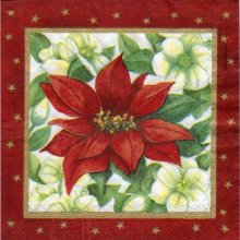 Serviette papier fleurs rouge vivace de 33 cm X 33 cm 3 plis
