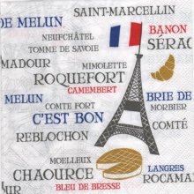 Serviette papier France et fromages  33 cm X 33 cm 3 plis
