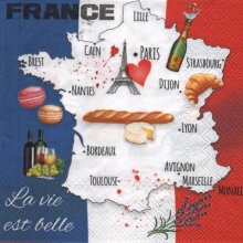 Serviette papier France et régions  33 cm X 33 cm 3 plis