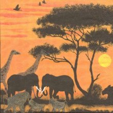 Serviette papier girafes et éléphants 33 cm X 33 cm 3 plis